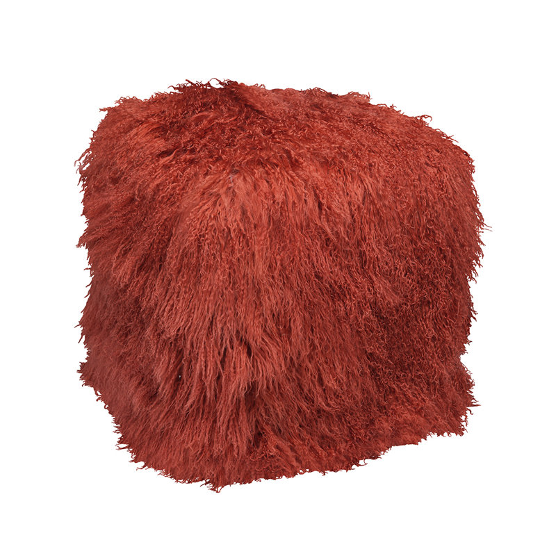 Tibetan Square Pouf, Rust 