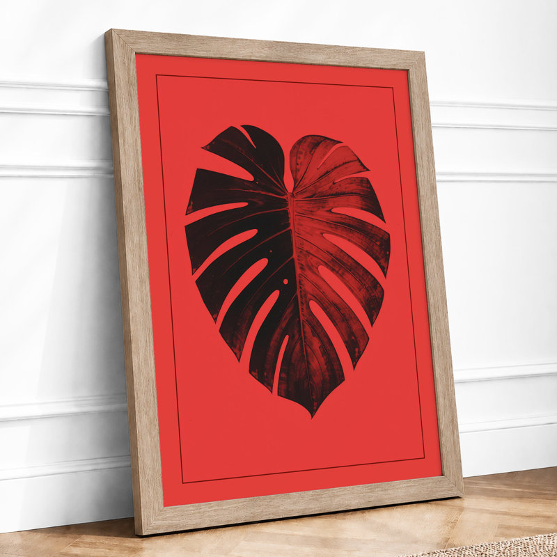Monstera In Burgundy Botanical - Print, Oak, A4 - 29.7 x 21.0 cm