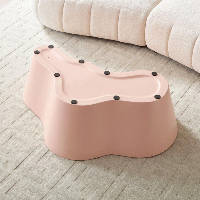 Table basse de 50 pouces de forme unique en fibre de verre robuste pour salon sans assemblage, Rose