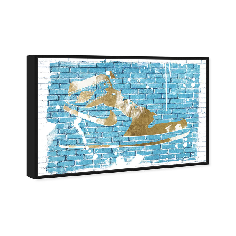 Stylish Sneaker Graffiti - Impression sur toile, H 20 po x l 30 po, Cadre flottant noir