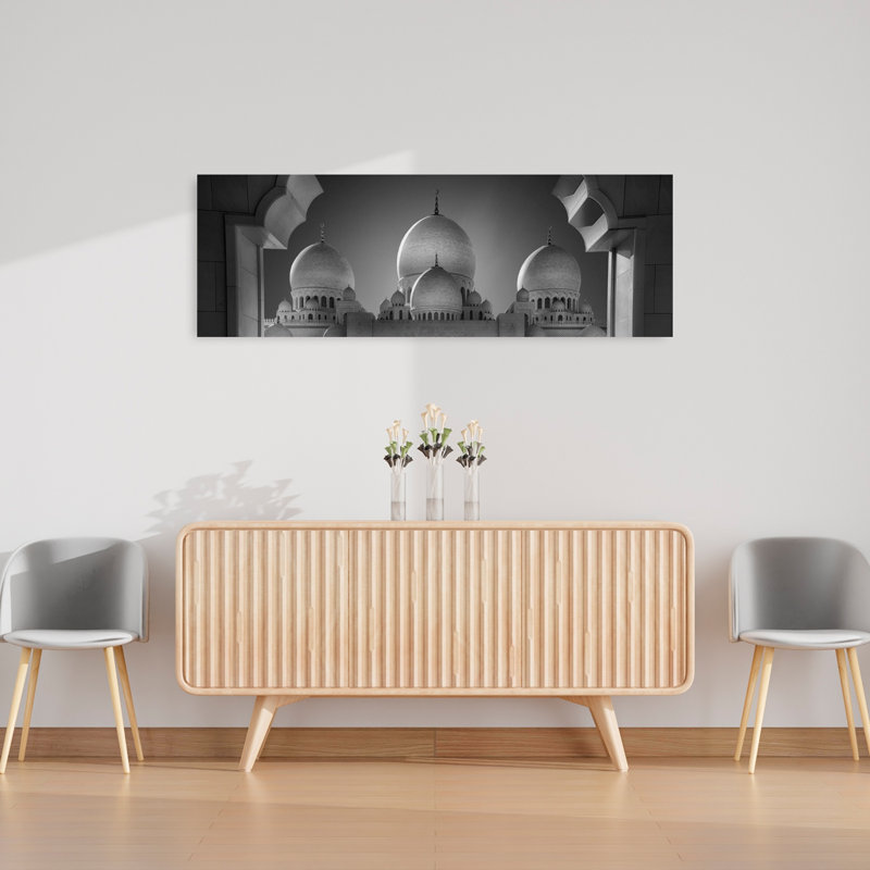 Grande mosquée, dômes, architecture sereine et tranquille, art mural, H 16 po x l 48 po