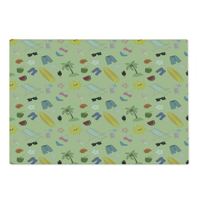 Ambesonne Summer Cutting Board Large Travel Fun Exotic Beach Multicolor