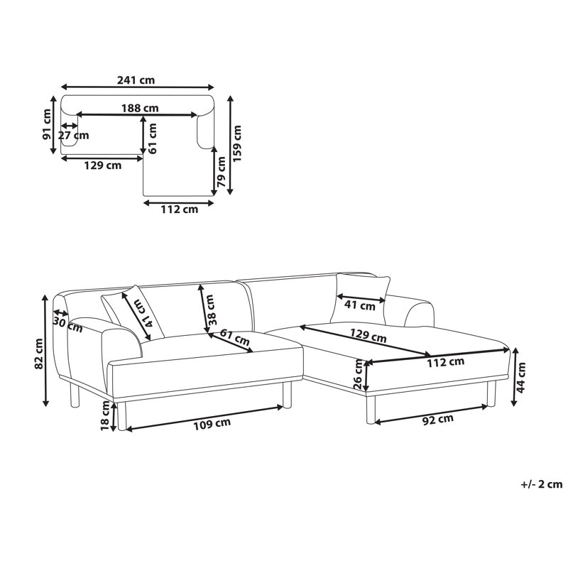 HOLT 3 Seater Corner Sofa, Beige