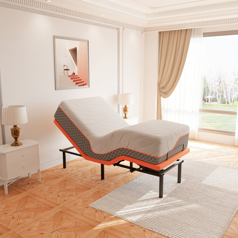 Lit ajustable avec matelas hybride de 30 cm, inclinaison de la tête et des pieds, télécommande sans fil, contrôle par application, position zéro gravité