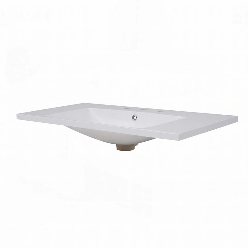 36''x18'' Bathroom Sink with Three Holes (8" Centerset), Resin Bathroom Vanity Sink Top with Overflow