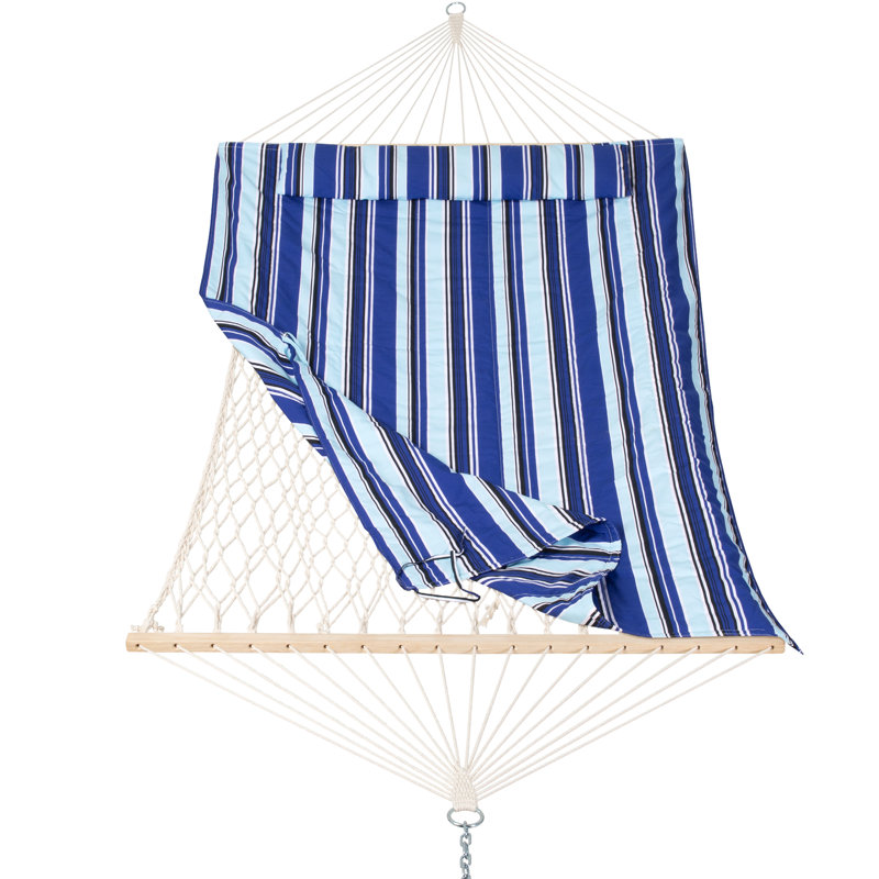 Hamac double à barre d'écartement Volkrad, Blue/Aqua Striped