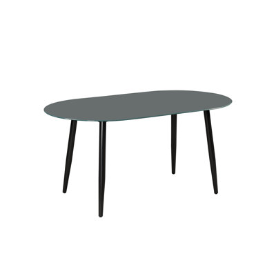 Oval Glass Top Metal Base Dining Table
