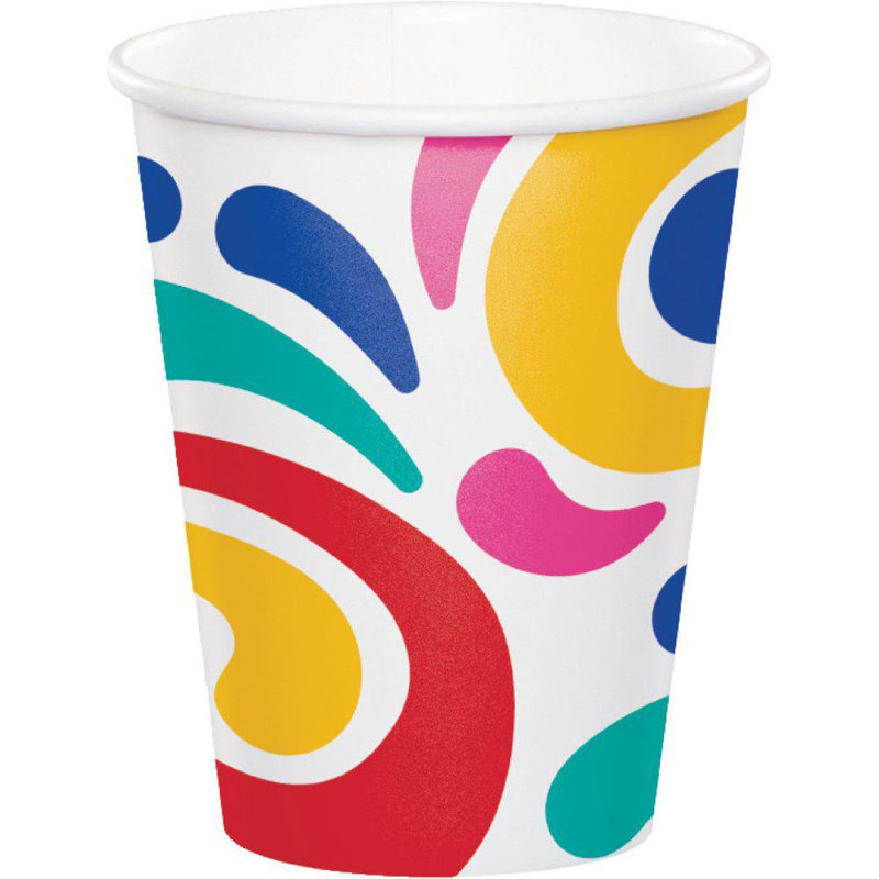 Colorful Swirl Design 9 Oz Paper Party Cups, 24 ct