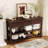Retro Design Console Table with Two Open Shelves, Pine Solid Wood Frame