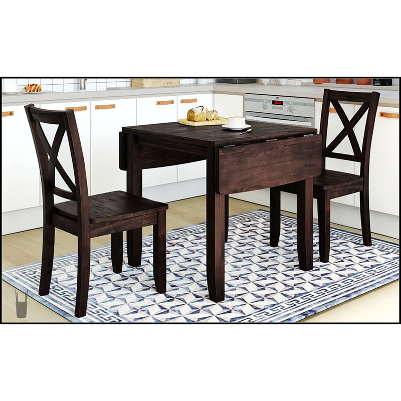 Ensemble de salle à manger 3 pièces avec 2 chaises à dossier en X, parfait pour les petits espaces et les intérieurs modernes.