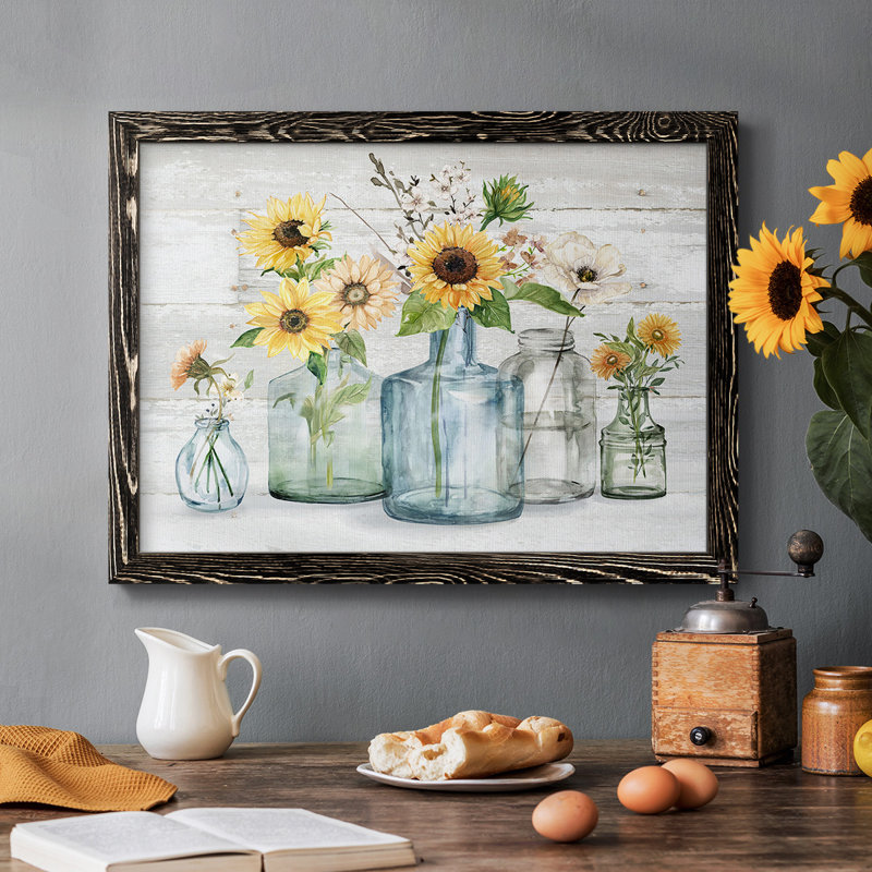 Sunflower Extravaganza, reproduction d'art sur toile, H 26 po x l 38 po x P 1,5 po, Noir