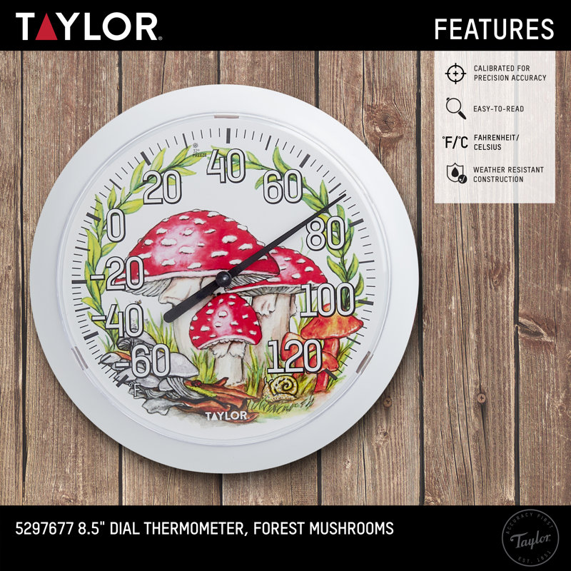 Thermomètre à cadran champignon Taylor, 8,5 pouces, blanc