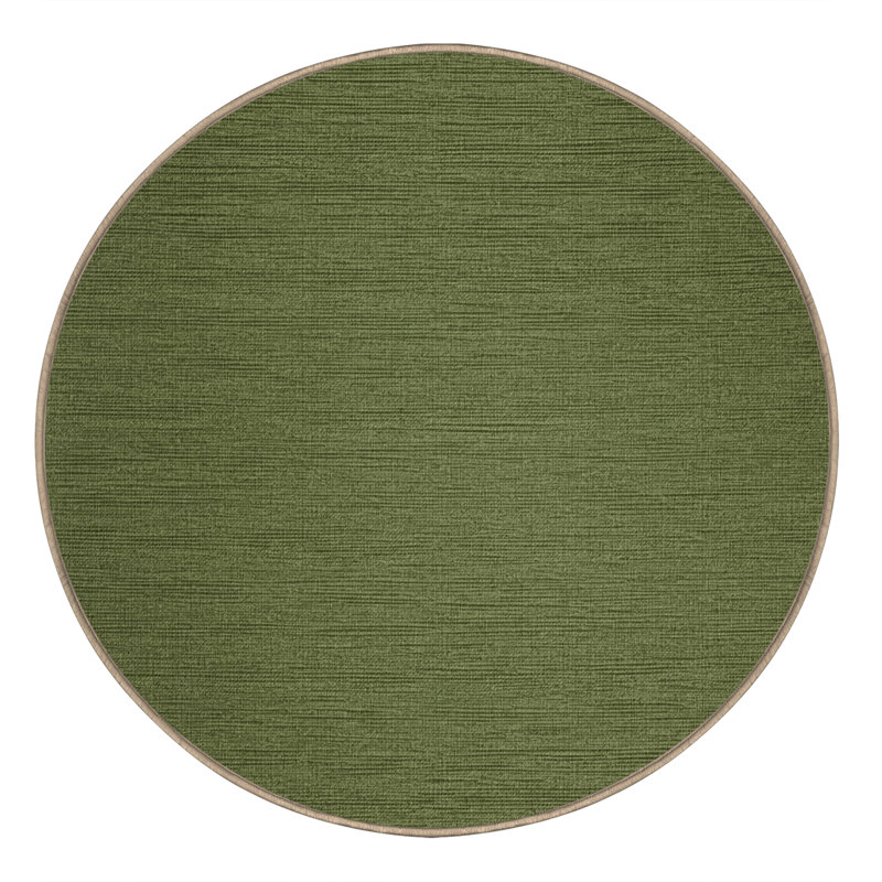 Machine Washable Solid Brown Area Rug, Round 4'