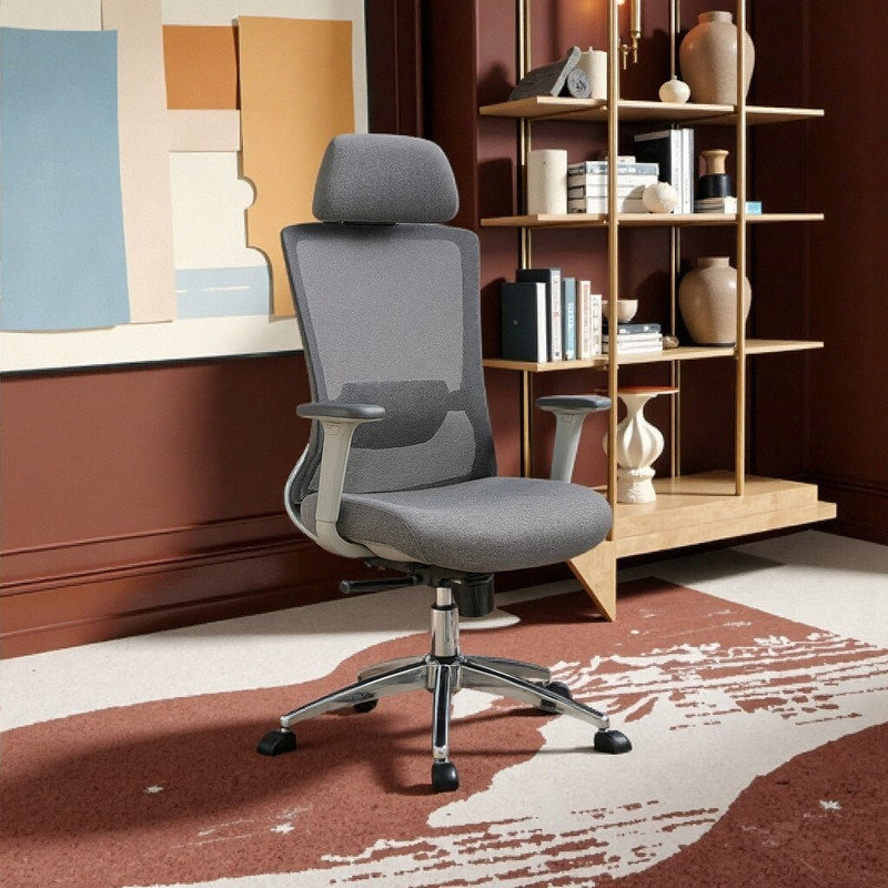 High Back Mesh Office Chair, Gray, Light Gray