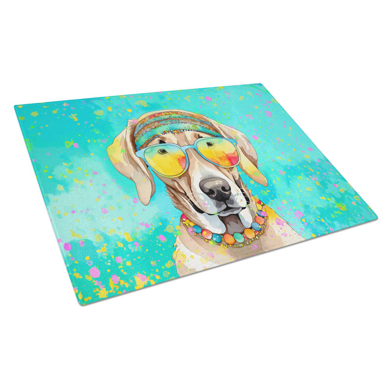 Grande planche à découper en verre Weimaraner Hippie Dawg