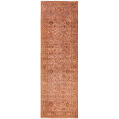 Overdyed One-of-a-Kind 3'3" x 10'1" Hand Knotted Area Rug