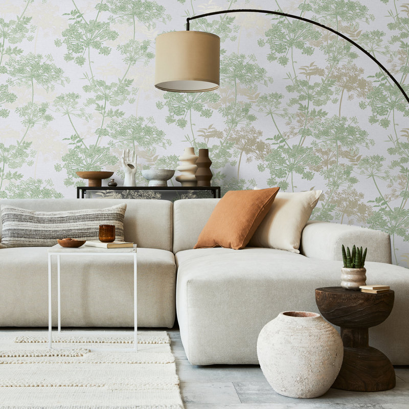 Superfresco Meadow Floral 10m x 52cm Matte Wallpaper Roll, Green