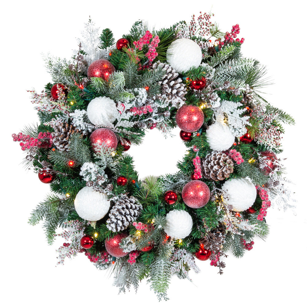 30 in. Lighted Christmas Wreath - Frosted Wonderland The Holiday Aisle®