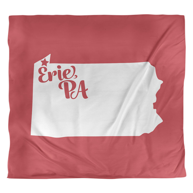 Housse de couette réversible simple Erie Pennsylvania, Polyester brossé, Housse de couette pour grand lit, Rouge