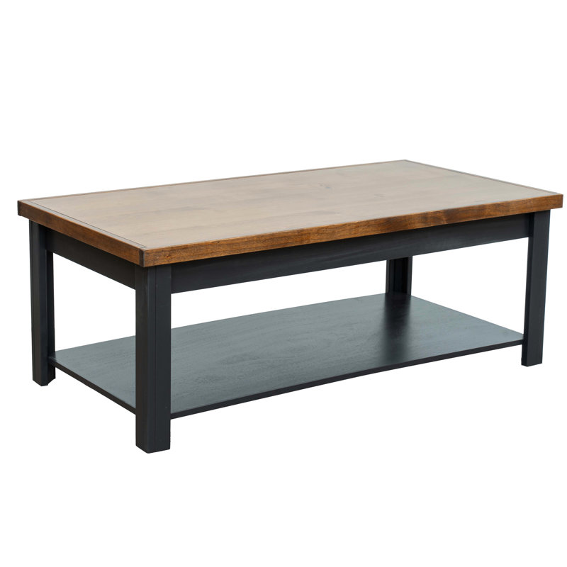 Table basse Style 48 pouces, noir et whisky, peuplier, avec whisky robuste 48 po, tablette spacieuse