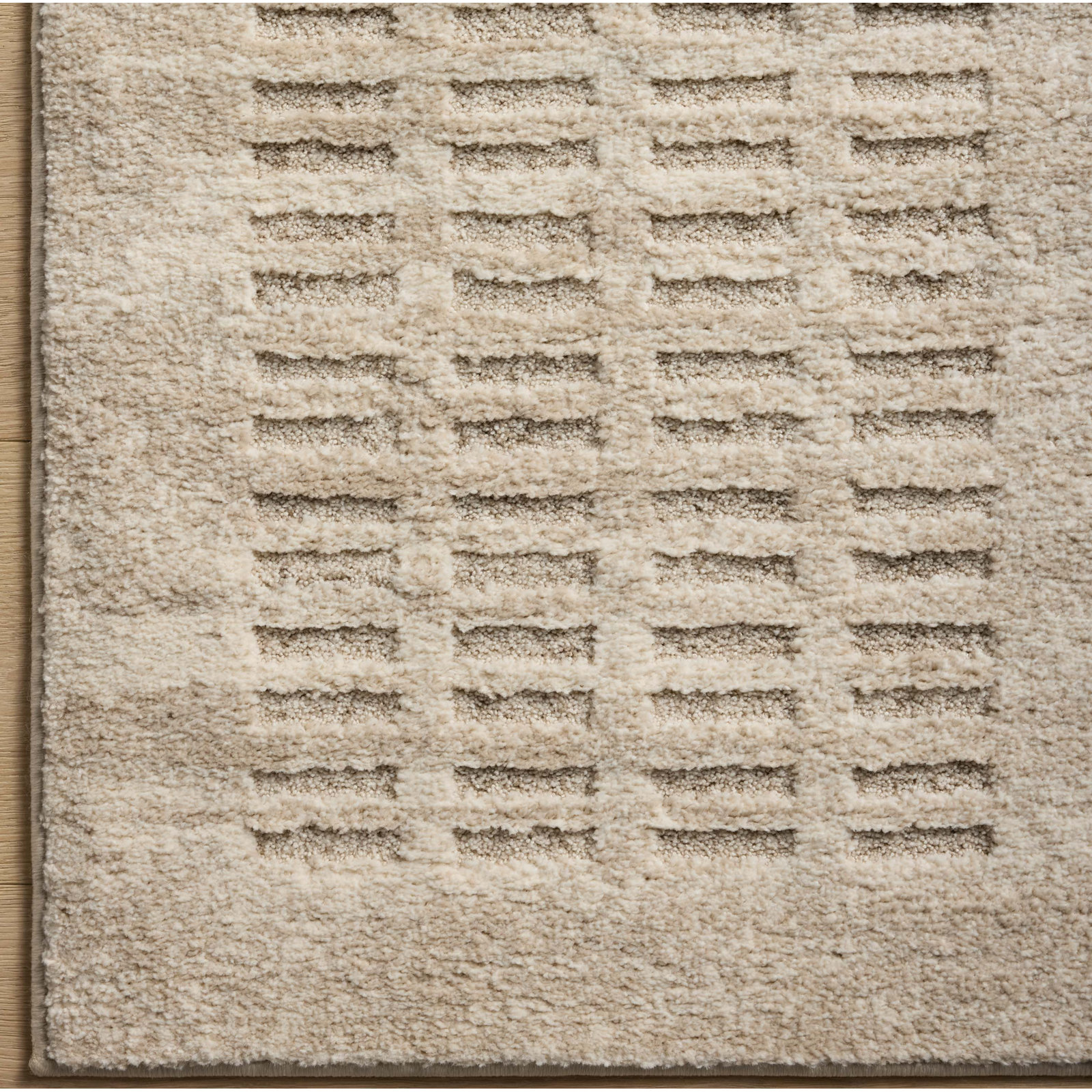 Amber Lewis x Loloi Monty Ivory Beige Abstract Rug, Runner 2'7" x 10'