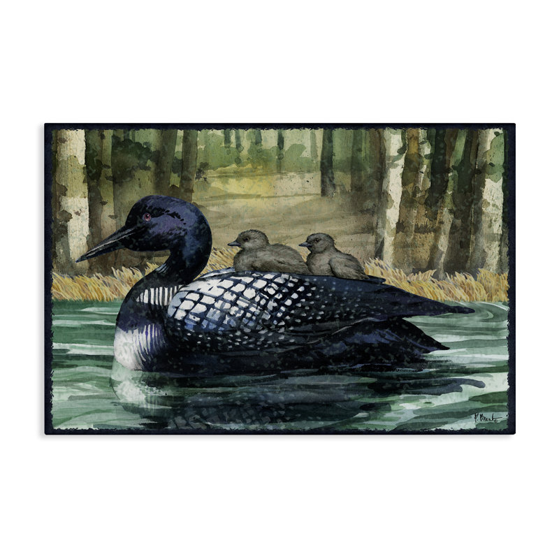 Famille de huards sur toile de lac, design par Paul Brent, H 24 po x l 36 po