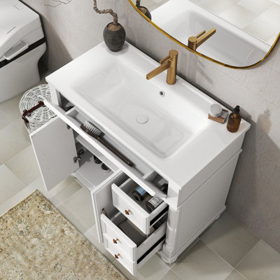 Meuble-lavabo autoportant avec lavabo et rangement