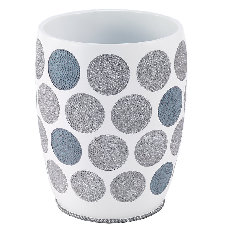 White and Gray Dotted Circles Resin Waste Basket