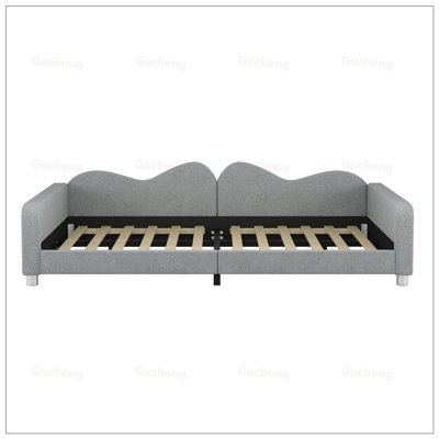MDF Sherpa Fabric Daybed with Cloud-Shaped Backrest, No Box Spring Needed, and Durable Construction for Comfort and Style.