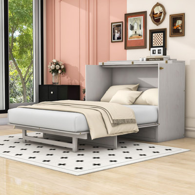 Wooden 2 Drawer Murphy Bed with USB Ports and Built-in Outlets