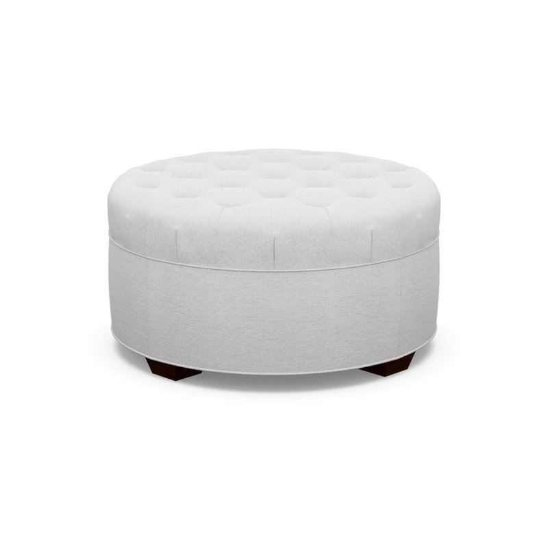 Round Tufted Ottoman, 8938-82, Walnut