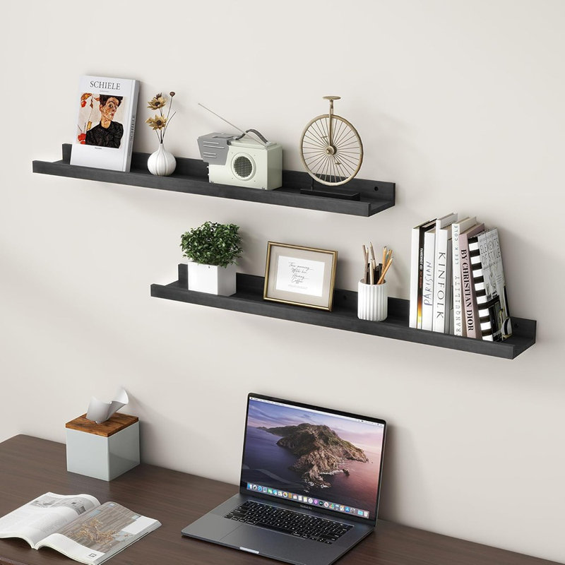 Ensemble de 2 tablettes murales flottantes en pin massif