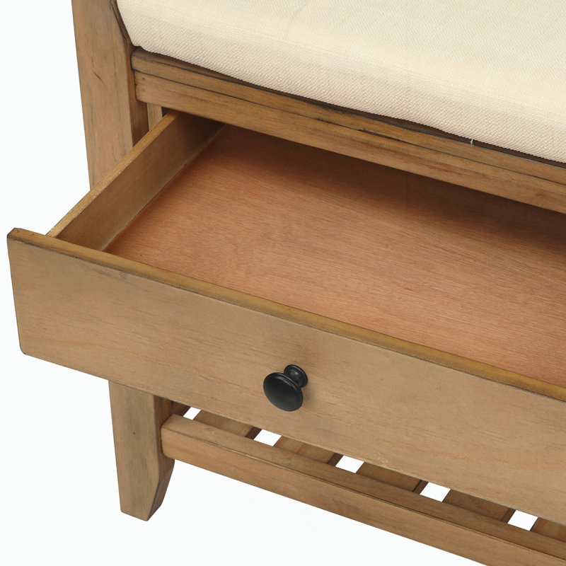 Range-chaussures avec siège rembourré et tiroirs, banc de rangement polyvalent pour entrée, Old Pine, Old Pine