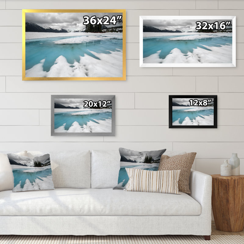 Photo de lac d'hiver, Toile avec cadre noir, H 8 po x l 12 po x P 0,1 po