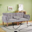 Canapé double pliable gris de 72 pouces, revêtement en velours doux, canapé confortable pour 2 personnes.