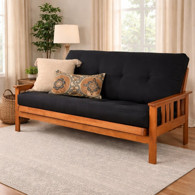 La base de futon pleine grandeur Lakel comprend un matelas à ressorts de 6 po