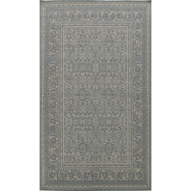 Tapis bleu clair / ivoire en laine Ziegler