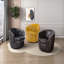 Chaise d'appoint, fauteuil de fonction pivotant pour meubles de salon, revêtement en cuir fleur gris, revêtement en bois massif