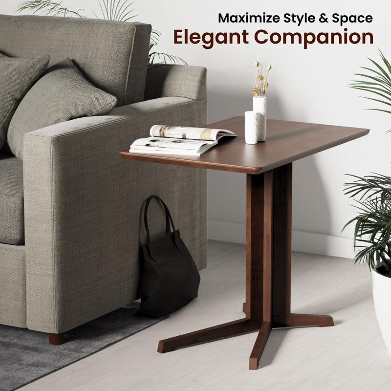 Bamboo Rolling Side Table with Wheels - Sofa Side Table Slide Under - Laptop Table
