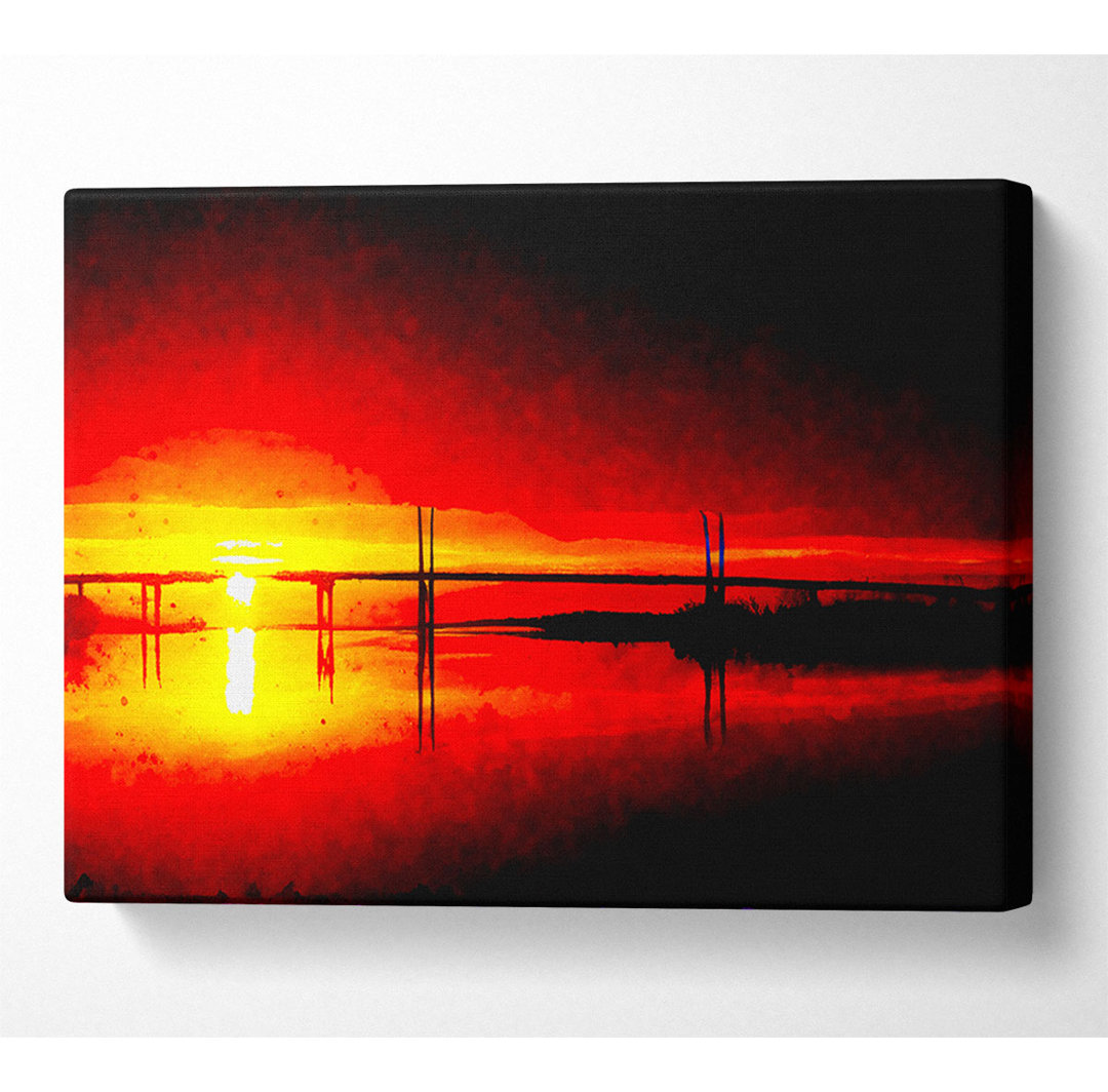 Red Pier Horizon - Wrapped Canvas Kunstdrucke