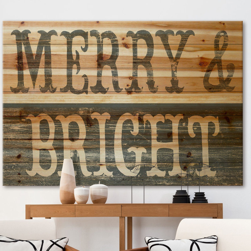 Merry chic-reproduction d’art textuel sur bois sans cadre, H 12 po x l 18 po x 1,5 po