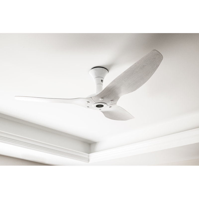 Haiku Smart Flush Mount Ceiling Fan, White with Driftwood Blades, 52 inches