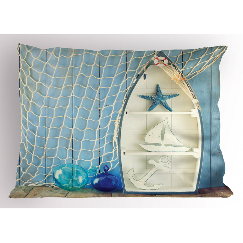 King Size Blue Nautical Polyester Pillow Sham