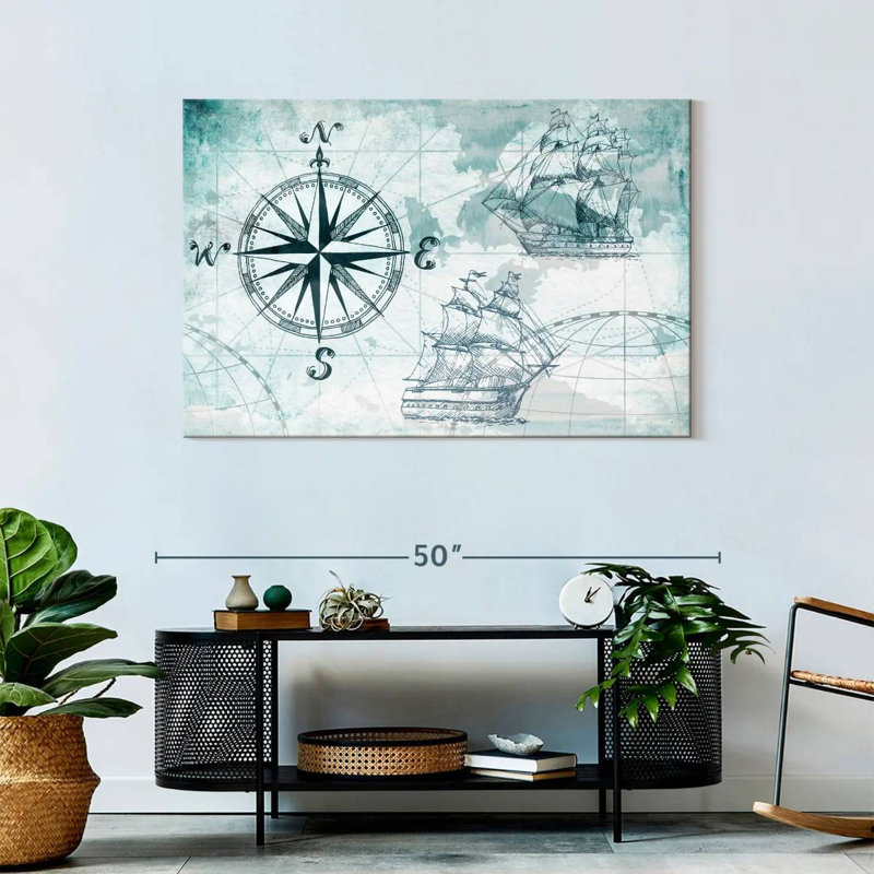 «Ocean Compass», reproduction sur toile, H 30 po x l 45 po x P 1,25 po