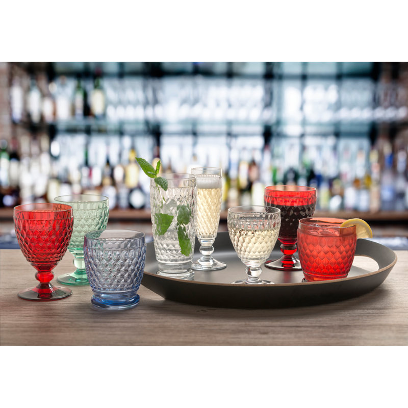 Forest Green Textured Crystal Goblet Glass Set of 4