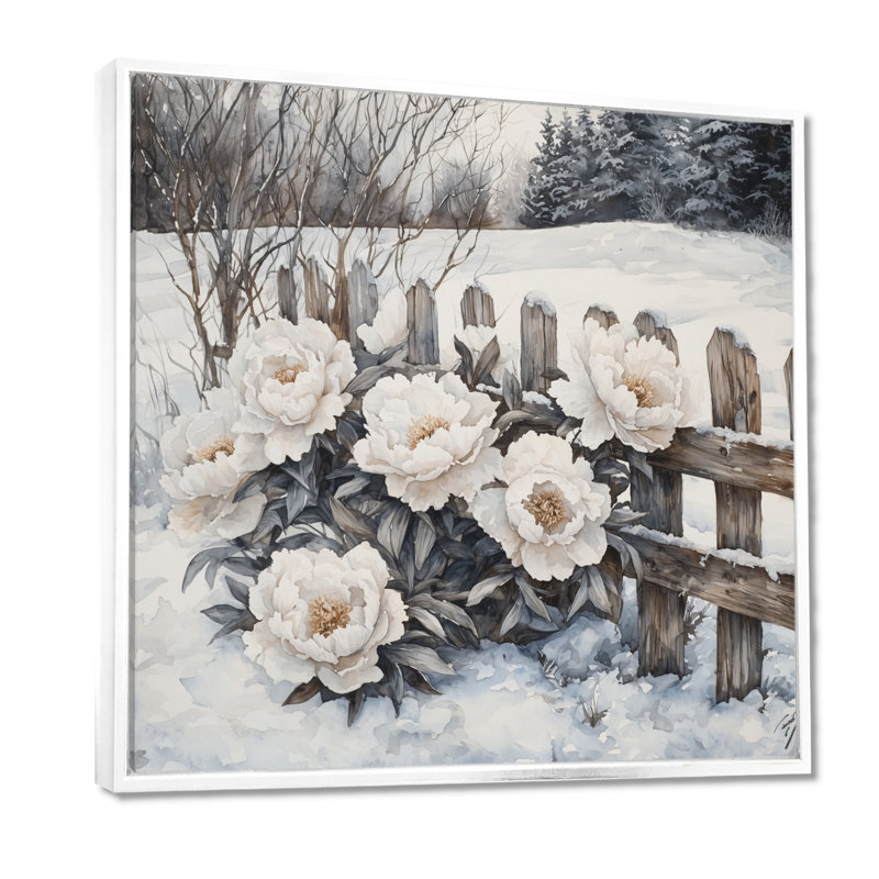 Dorilla - Floral Wall Art, Floater Framed Print without Mat, 16" H x 16" W, White