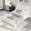 Base de lit grand rembourré beige Boucle - tête de lit nuage, profil bas, lattes de bois robustes, robuste, silencieux, sans sommier, assemblage facile - blanc cassé, grand-419082147-419082151