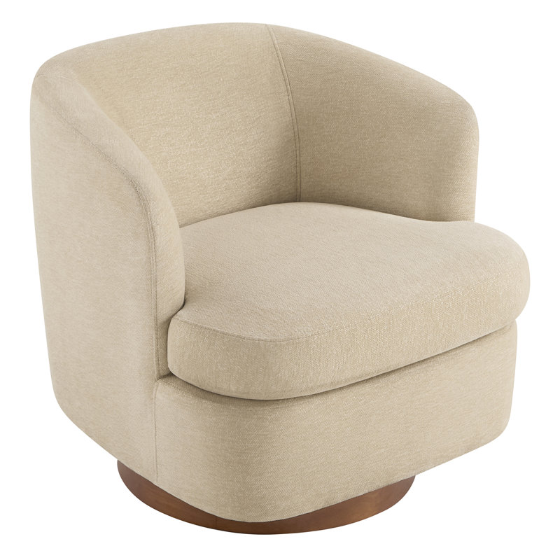 Billingslee 30'' W Swivel Barrel Accent Chair, White