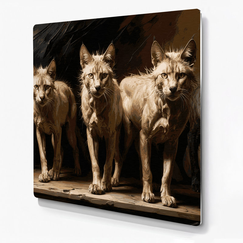 Cats Lykoi, art mural en métal brun, H 384 po x l 384 po x P 0,05 po
