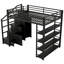 Lit mezzanine en métal avec tablettes de rangement